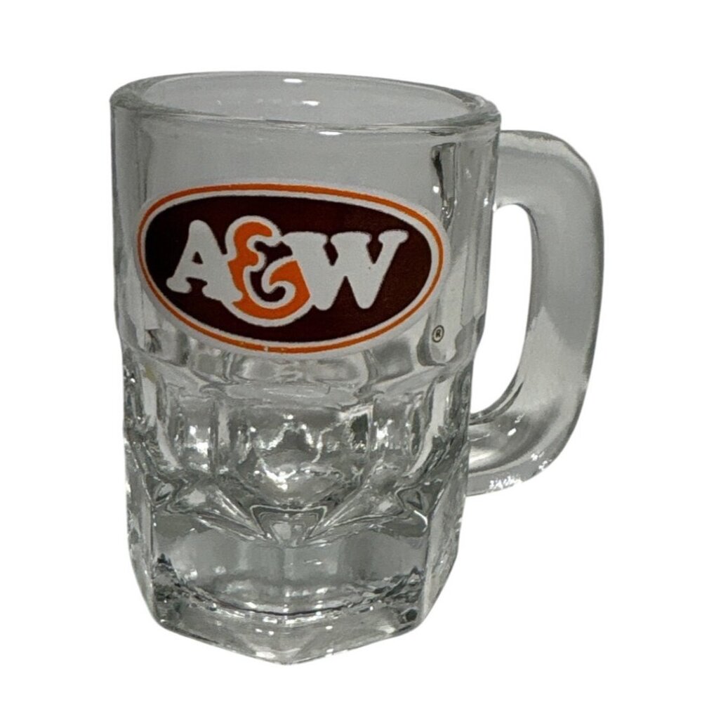 A&W Mini Mug Root Beer Special Edition Glass Cup Logo 3 1/8" Tall Vintage